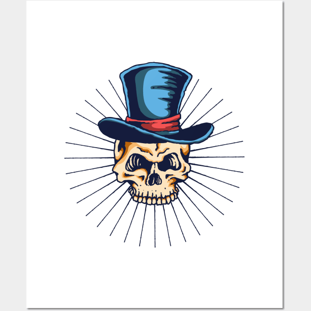 Skull with a top hat Wall Art by LemonBox